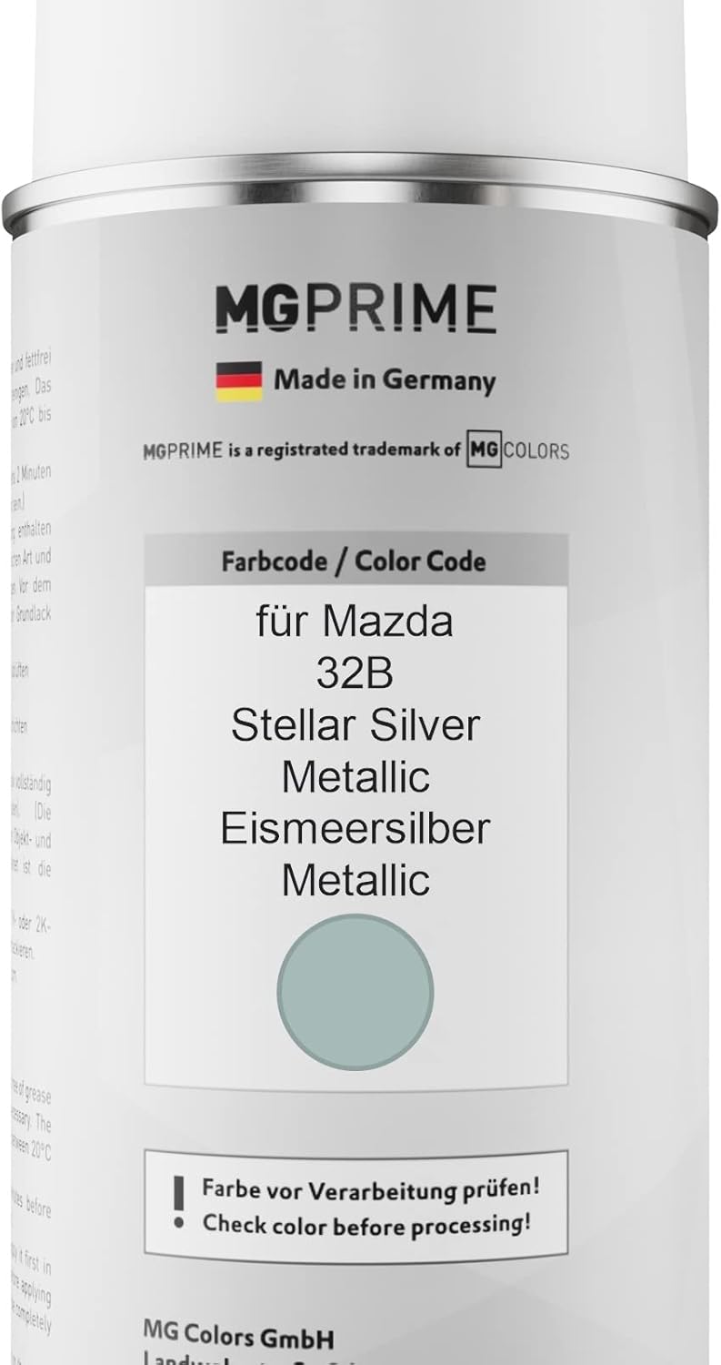 MG PRIME Autolack Sprühdosen Set für Mazda 32B Stellar Silver Metallic/Eismeersilber Metallic Basisl