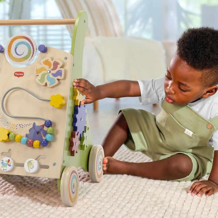 Tiny Love Baby Holz Lauflernwagen, 2-in-1 Activity Baby Lauflernhilfe, 12 Interaktive Aktivitäten, M