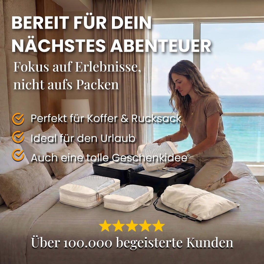 Packing Cubes Set für Koffer und Rucksack [3-teilig] mit Wäschebeutel - mehr Platz im Koffer oder Ba