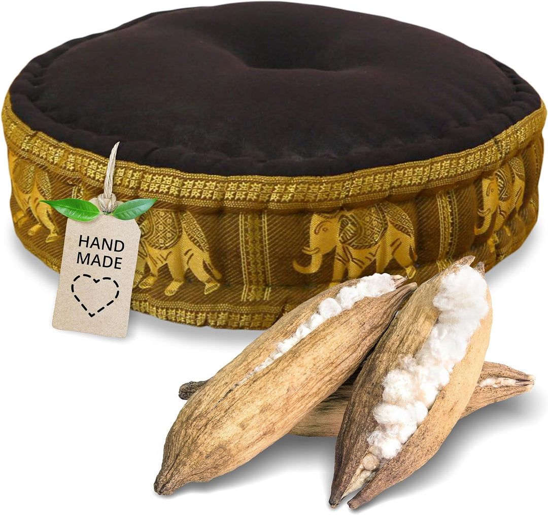 livasia Meditationskissen mit Thaiseide, Yogakissen mit Kapok, Pouf, Bodenkissen für Yoga und Zen Me