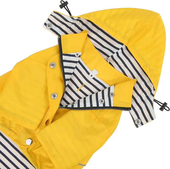 HDE Hunde-Regenmantel, doppellagig, Regenjacke mit Kapuze, für kleine bis grosse Hunde, Gelb - 2XL X