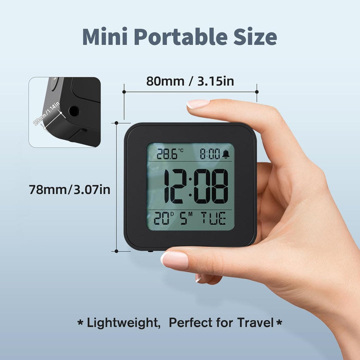 LATEC Wecker Digital, Digitaler Wecker Batterie Alarm Clock, Klein Reisewecker Digital Uhr mit Tempe