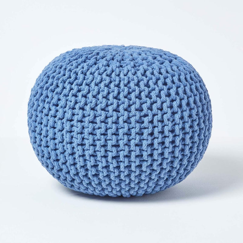 Homescapes Pouf Strickpouf rundes Bodenkissen, Sitzpouf 35 x 40 cm, gepolsterter Sitzhocker, Sitzpuf