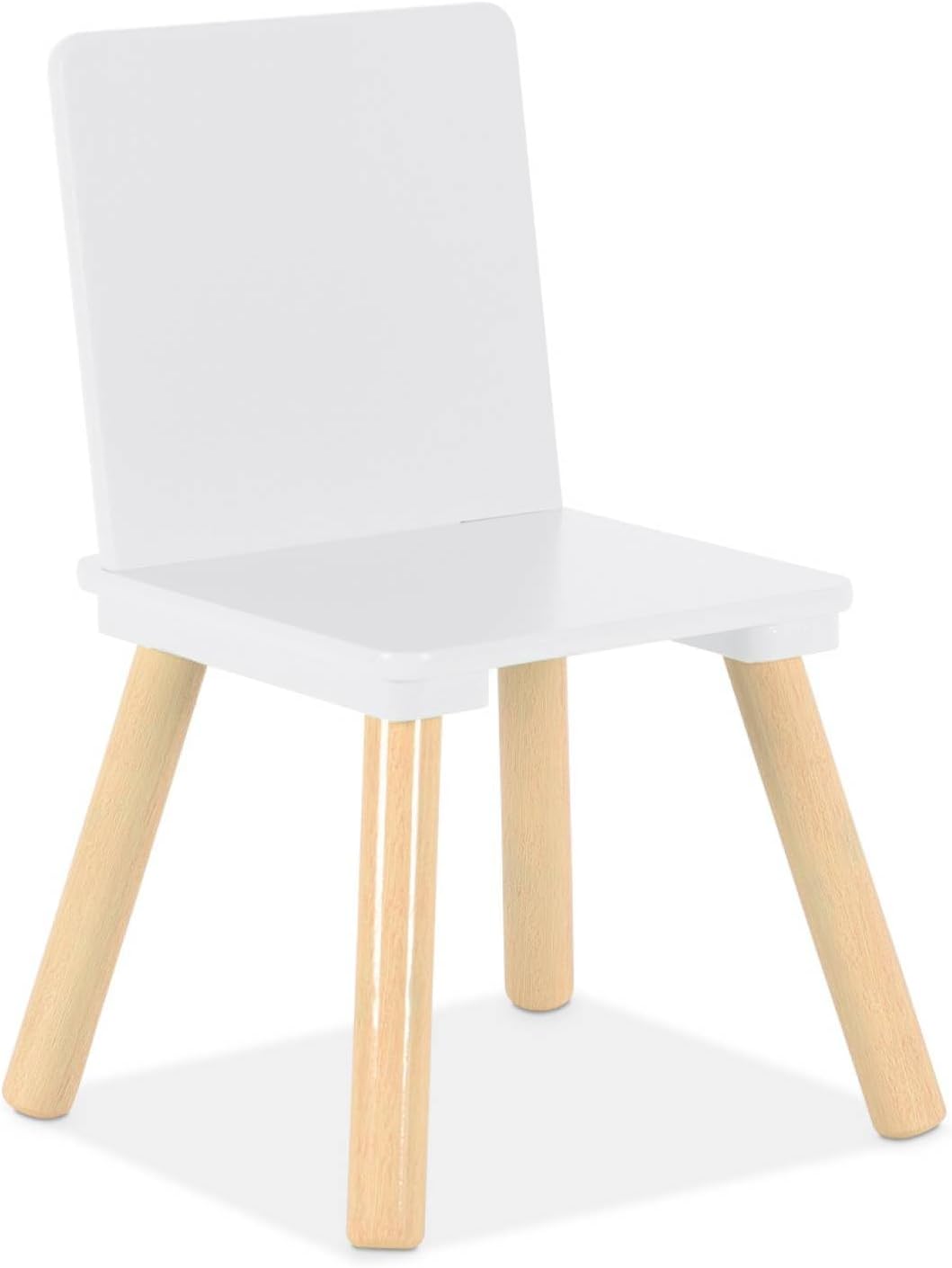 sweeek - Quadratischer Kindertisch mit 2 Stühlen, Beine aus Kiefernholz - Judith Weiss, Weiss