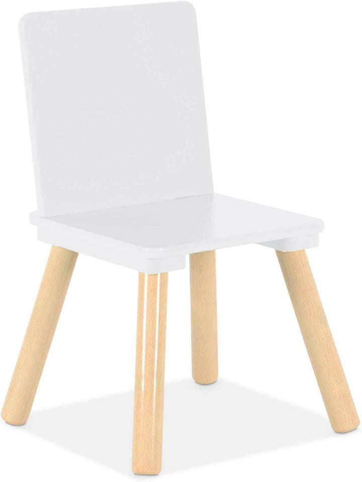 sweeek - Quadratischer Kindertisch mit 2 Stühlen, Beine aus Kiefernholz - Judith Weiss, Weiss