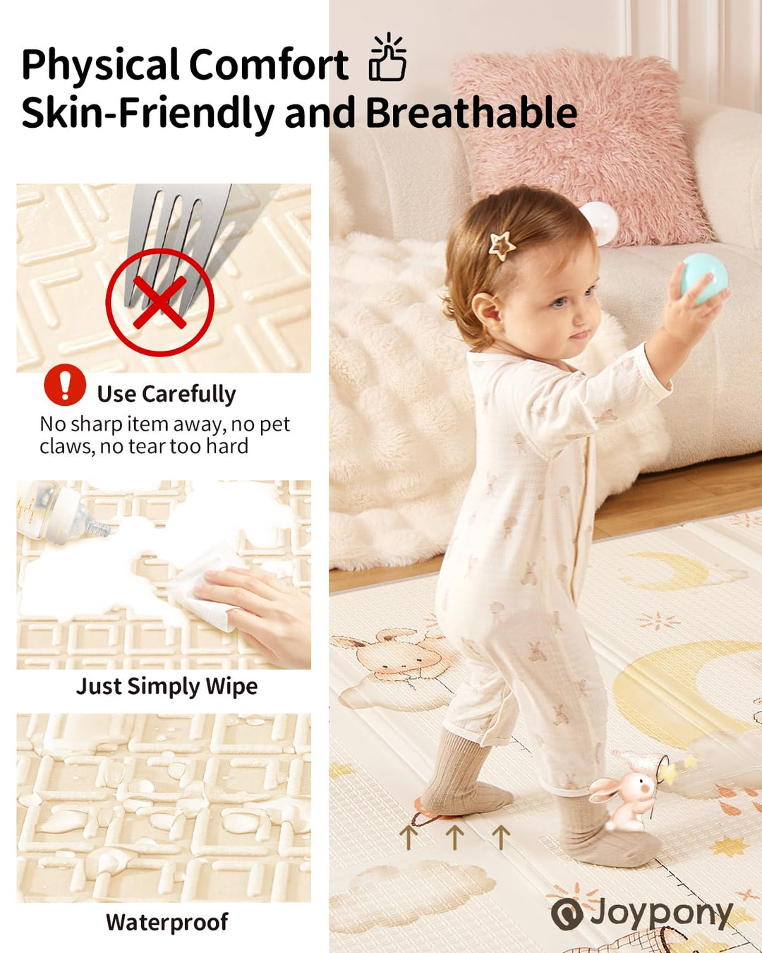 Krabbelmatte Baby, 180x200 CM Grosse Faltbare Spielmatte, Wasserdicht & Rutschfest, Baby Play Mat mi