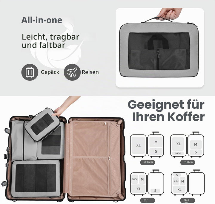Kompressions-Packwürfel, Verbessertes Netzfenster, Sichtbar und Tragbar, Erweiterbare Reisegepäck-Or