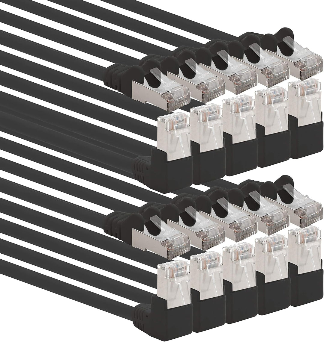 1aTTack.de 366257 Cat.6 Netzwerkkabel Winkel 90 Grad 7,5m - schwarz - 10 Stück - Cat6 Patchkabel (SF