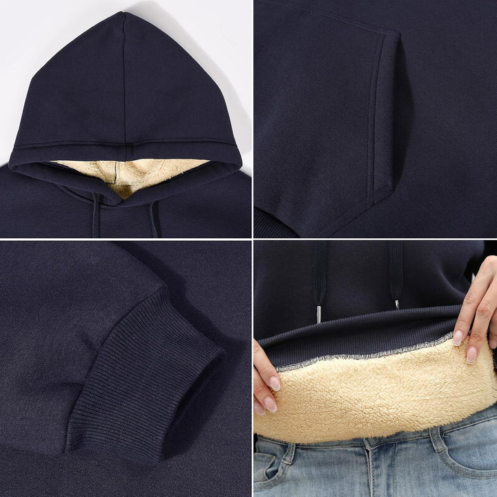 TOMEEK Damen Winter Warmes Sweatshirt Fleece Sherpa Gefütterter Pullover mit Kapuze Lässiger Sportli
