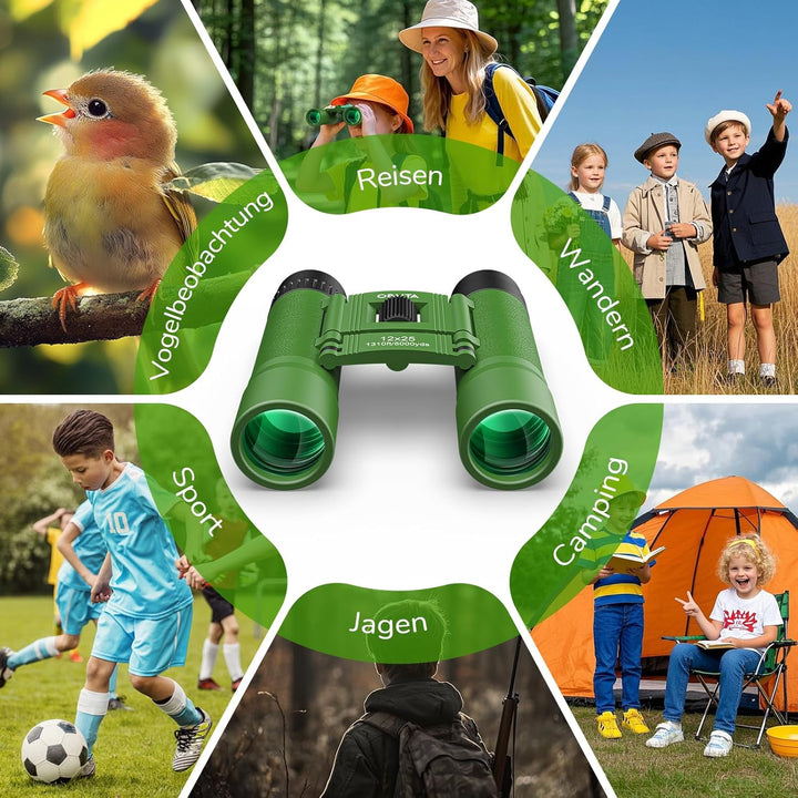 12X25 Fernglas für Kinder - Opaita Klein Ferngläser für Jungen Mädchen Vogelbeobachtung - Jagd Wande