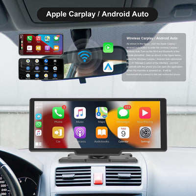 2023 Autoradio Wireless Apple Carplay und Android Auto 10.26 Zoll HD IPS Touchscreen Portable Autora