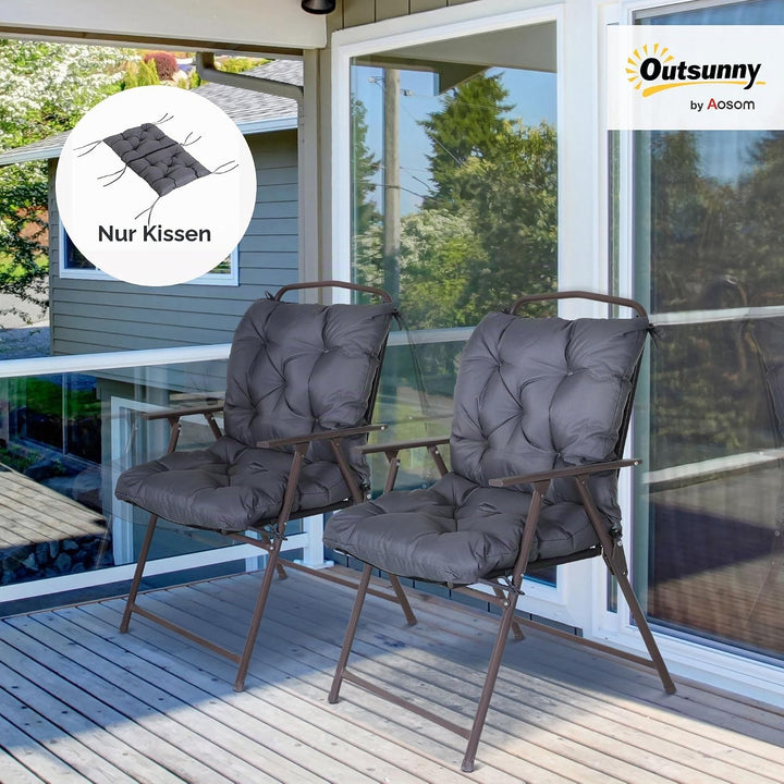 Outsunny 2er Set Auflage für Niederlehner Gartenstuhlauflagen Sitzpolster Garten Kissen Grau