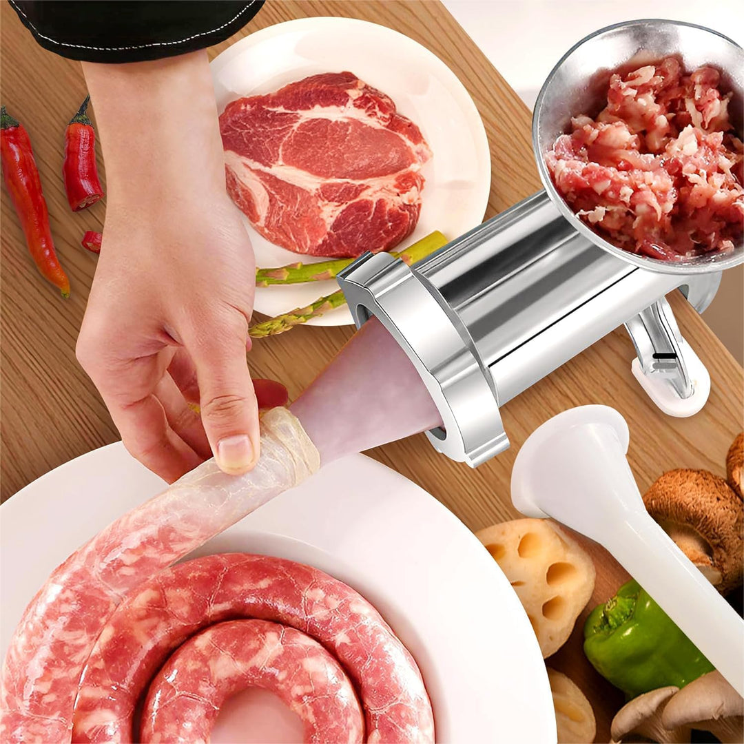 Edelstahl Handfleischwolf mit Wurstfüller – Manueller Fleischwolf für Haushalt, Multifunktions-Wolf