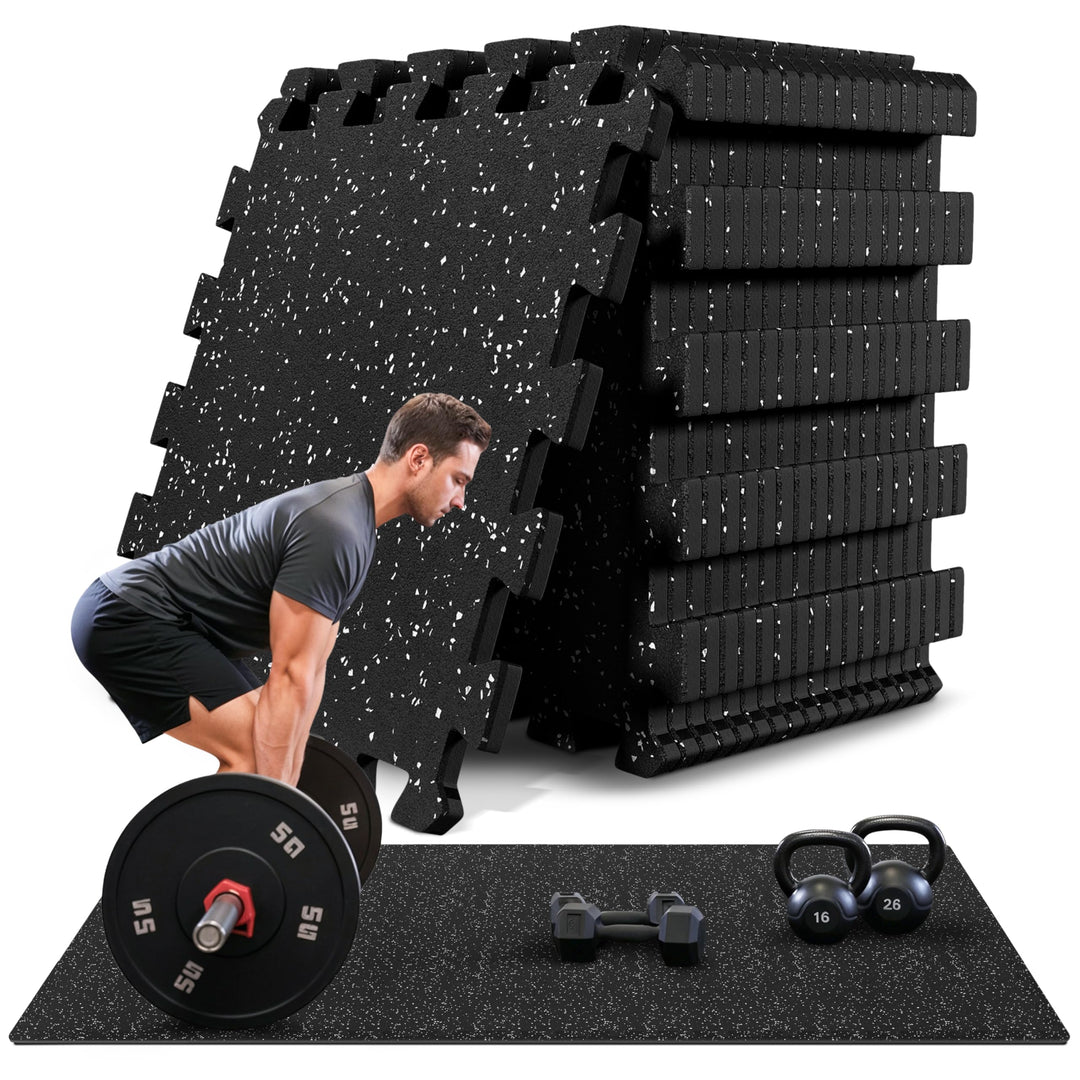 bemaxx Bodenschutzmatte Fitness – 18 Eva/Gummi-Matten im Set: Gym Fitnessgeräte Sportmatte Puzzlemat