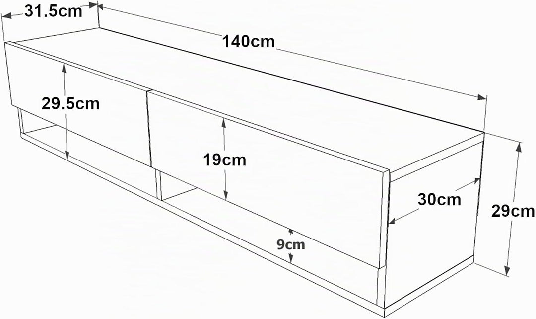 [en.casa] TV Board Laitila TV Schrank mit 2 Ablagen 2 Schranktüren Lowboard Fernsehtisch 140 x 31,5