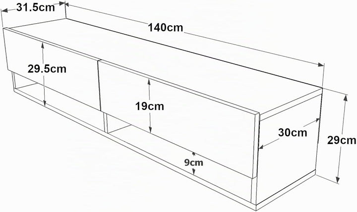 [en.casa] TV Board Laitila TV Schrank mit 2 Ablagen 2 Schranktüren Lowboard Fernsehtisch 140 x 31,5