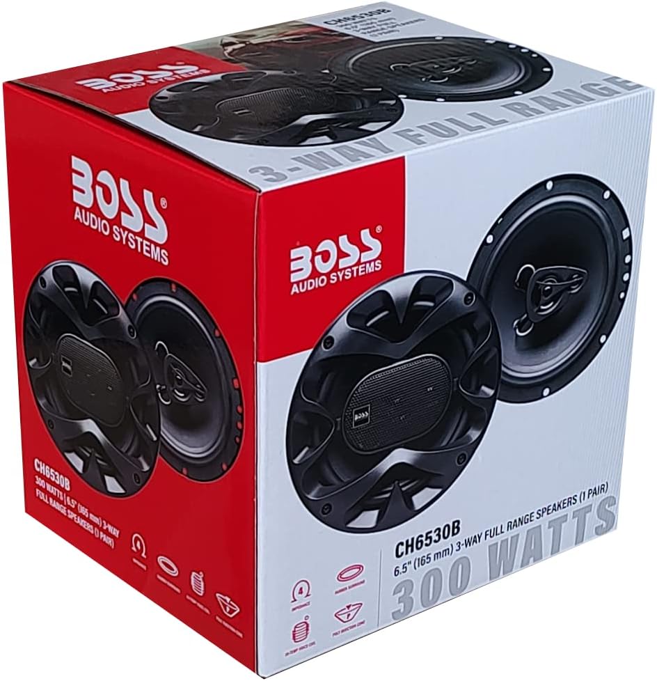 KIT Set FÜR BOSS Audio Systems CH6530B 2 Koaxiallautsprecher 3-Wege 16,5 cm 6,5" 150 Watt RMS 300 Wa