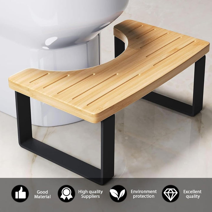 40×20×17cm Toilettenhocker Erwachsene: Badezimmer-Kothocker für Erwachsene, Eisen-Holz Kombinationsm