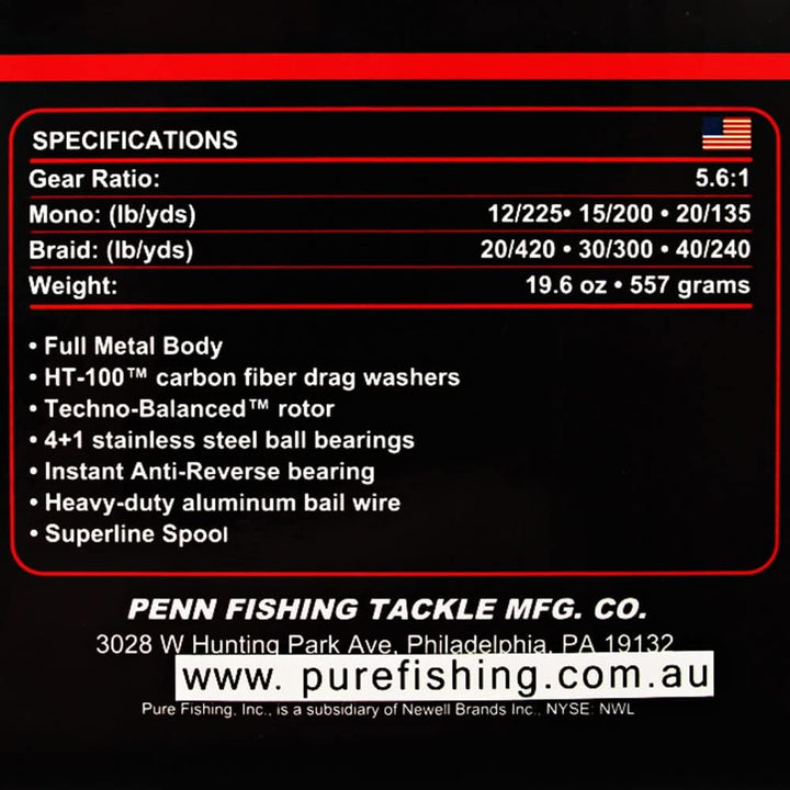 PENN Fierce III Spinnrolle – 5 Kugellager, Vollmetallgehäuse, für das Spinnfischen im Salzwasser – B