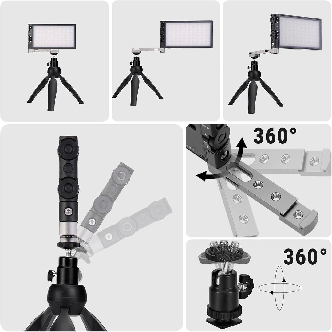 Pixel G1s RGB LED Video Licht mit verstellbarem Stativ (45-156cm), 2500K-8500K 12W Akku und CRI≥97,V