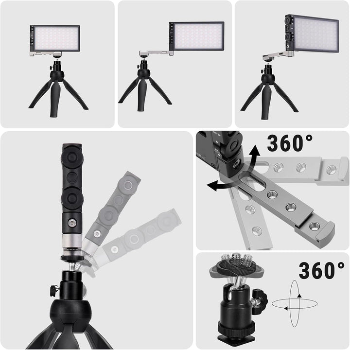 Pixel G1s RGB LED Video Licht mit verstellbarem Stativ (45-156cm), 2500K-8500K 12W Akku und CRI≥97,V