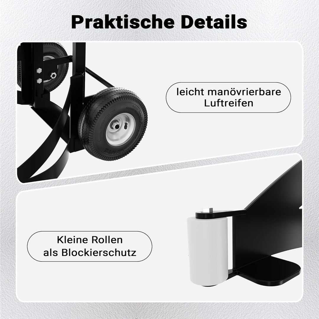 Wiltec Reifenkarre bis 200 kg mit Kippsystem, Transportkarre mit PU Rädern, Reifenwagen mit verstell