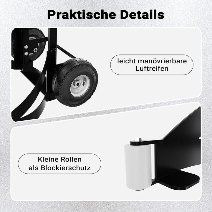 Wiltec Reifenkarre bis 200 kg mit Kippsystem, Transportkarre mit PU Rädern, Reifenwagen mit verstell