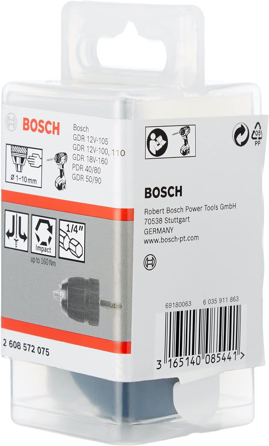 Bosch Professional Schnellspannbohrfutter (2 Hülsen, Spannbereich 1 - 10 mm, Aufnahme 1/4" - Aussens