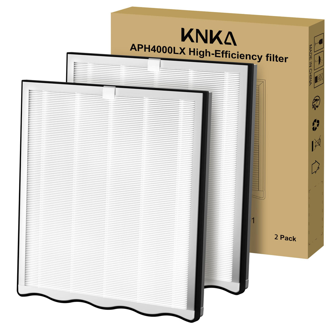KNKA Ersatzfilter für APH4000 Luftreiniger, 2er-Pack (Weiss) - HEPA-Leistung (Schlafmodus) & Aktivko