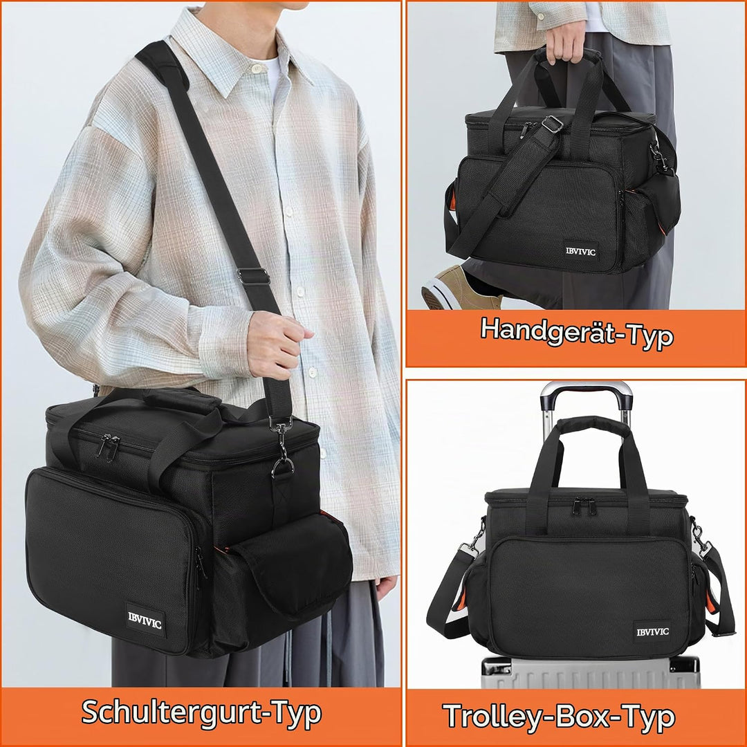 OUUTMEE DJ Tasche, DJ Cable File Bag, verstellbaren Trennwänden und Zwei separaten Taschen, 30x20x20