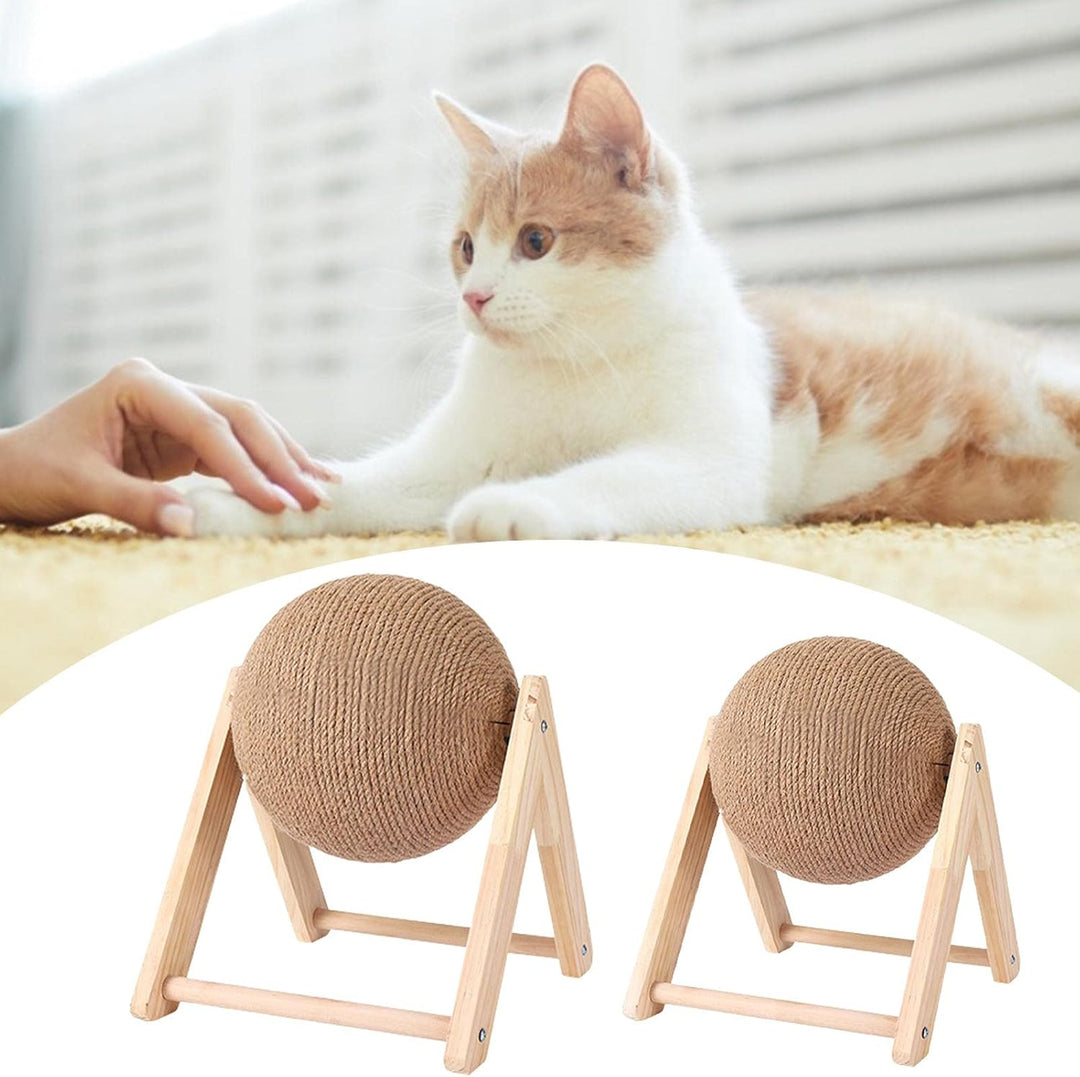 Cat Ball Toys Kitten Cat Sisal Scratcher Ball, Stabile Holzbasis Und Sisalseil Rolling Ball Spielzeu