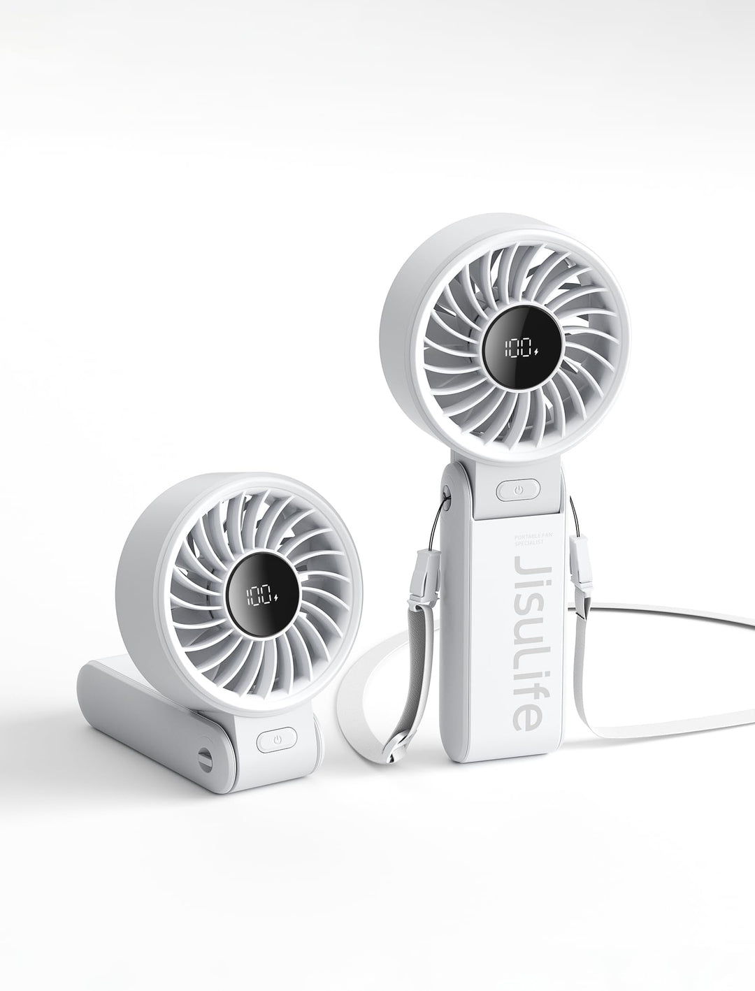 JISULIFE Handventilator Life7, Leistungsstarker tragbarer Ventilator mit LED Anzeige, 19.5 Stunden m