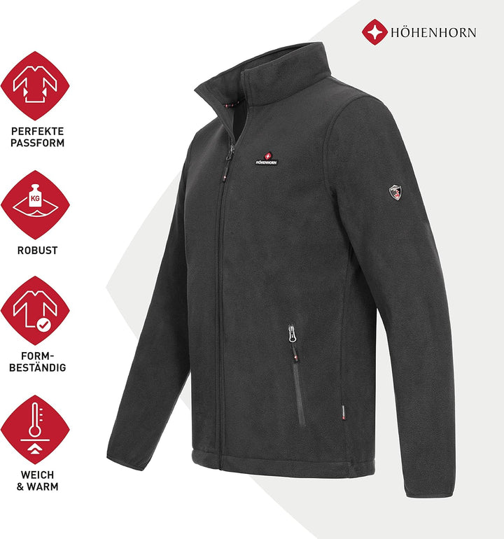 Höhenhorn Badus Herren Fleece Jacke Microfleece Full Zip Troyer Outdoor Wander Trekking S Midnight-B