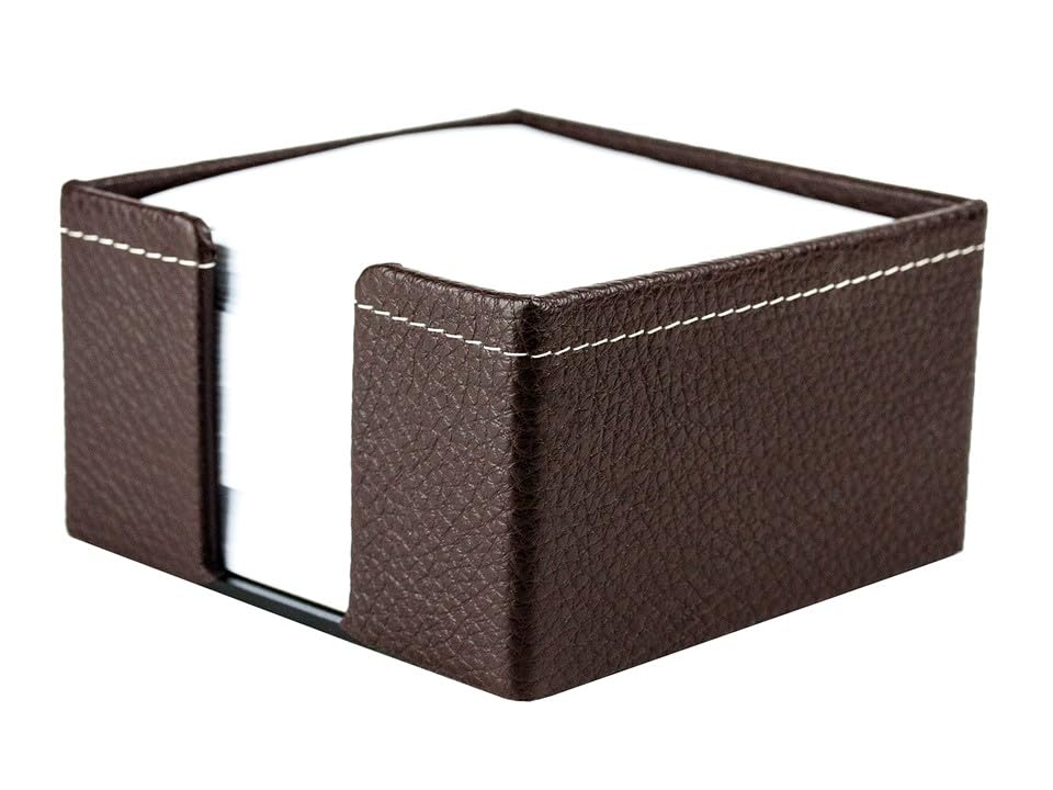 DELMON VARONE - Zettelkasten Premium Leder Soft Grain braun - Zettelbox inkl. 500 Blatt Papier, Noti