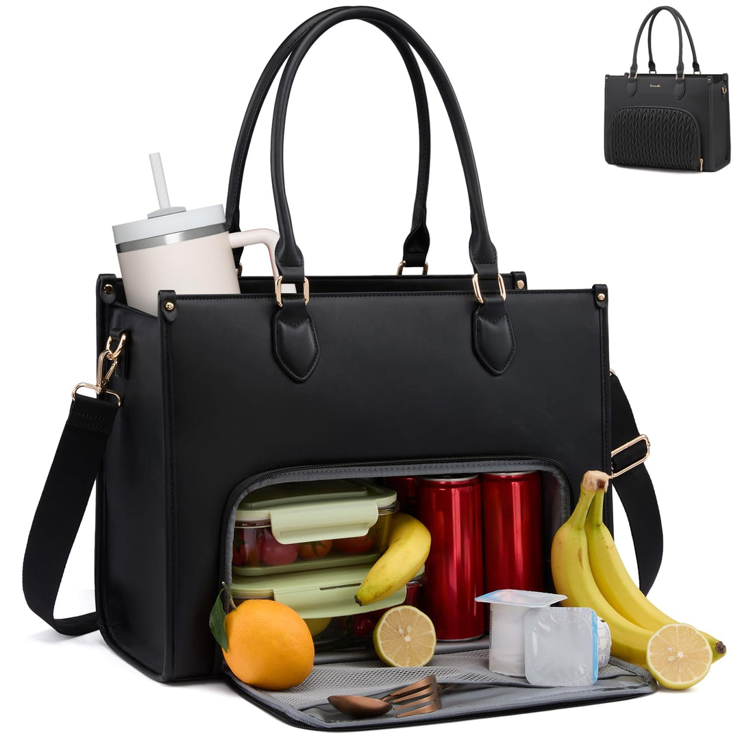 LOVEVOOK Arbeitstasche Damen mit Isolierted Kühlfach, Handtasche mittelgross, 15,6 Zoll Laptoptasche