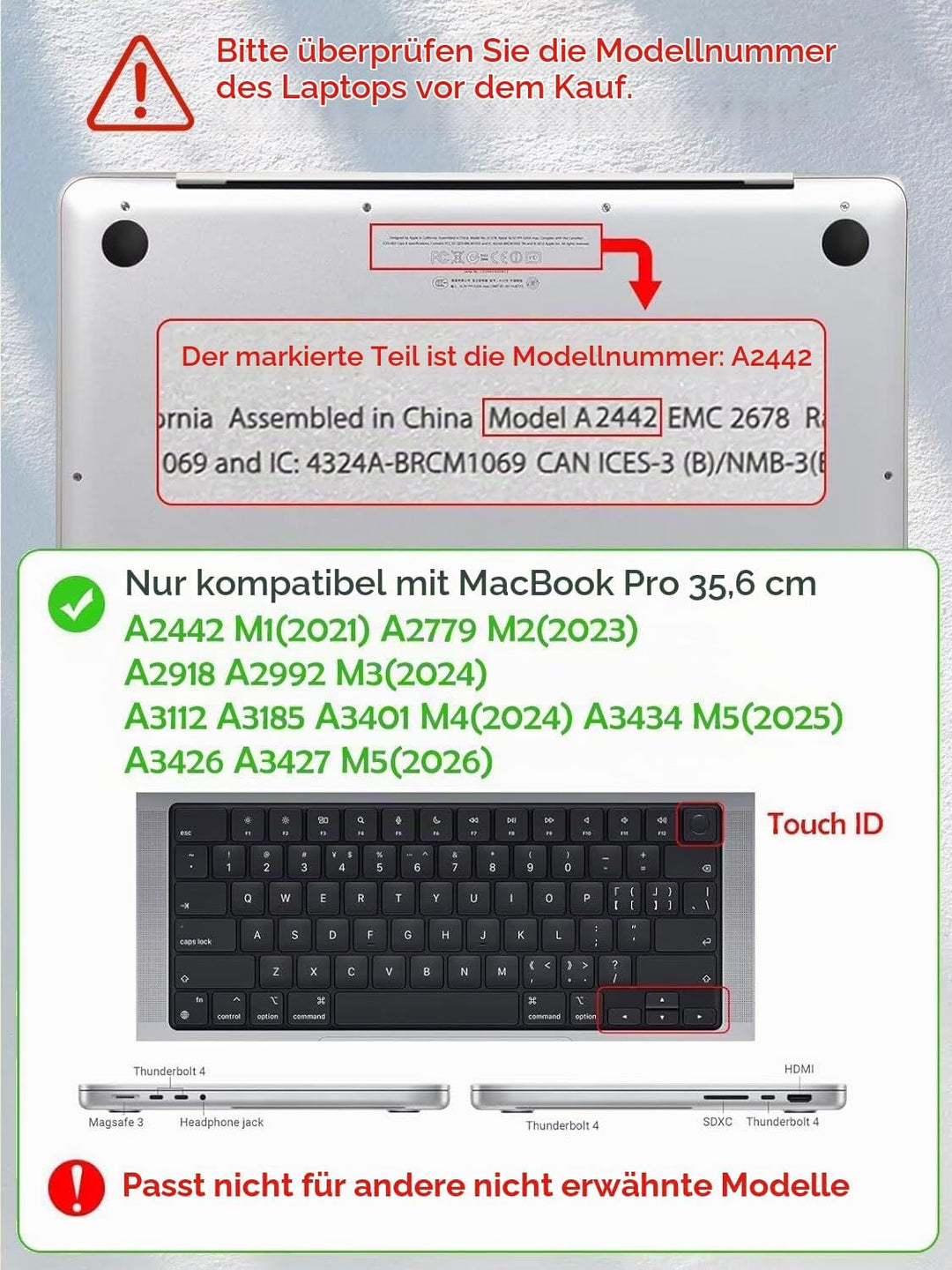Kompatibel mit MacBook Pro 14 Zoll Hülle 2025 2024 2023 2021 M4 A3112 A3185 A3401 M3 A2918 A2992 M2