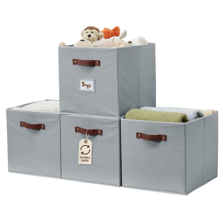 DECOMOMO Aufbewahrungskörbe, 33 × 38 × 33 cm Aufbewahrungswürfel mit Etiketten zum Ordnen von Regale