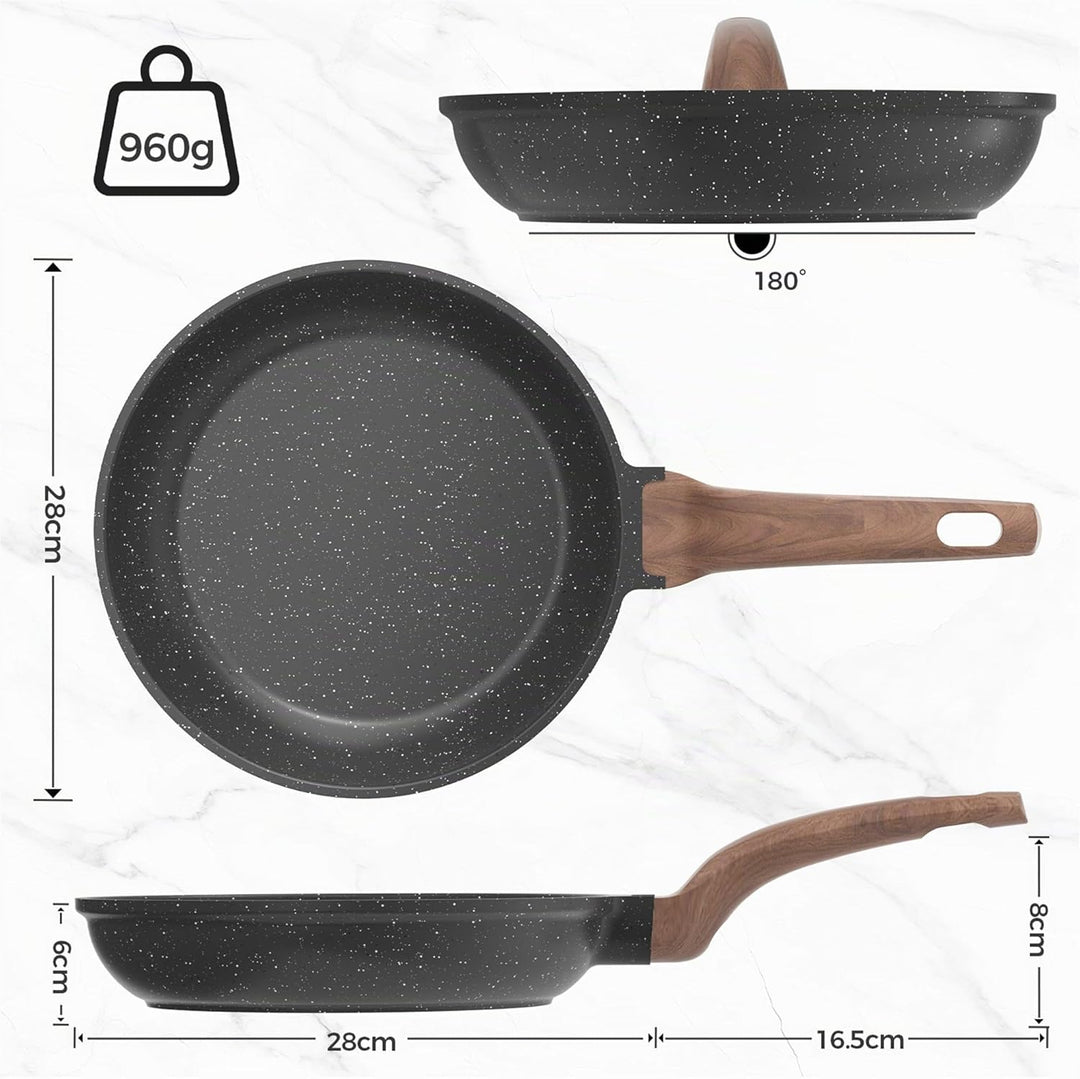 YASHE Bratpfanne mit Antihaftbeschichtung, 28 cm, Pfanne mit Granitbeschichtung für Eier, Pfannkuche