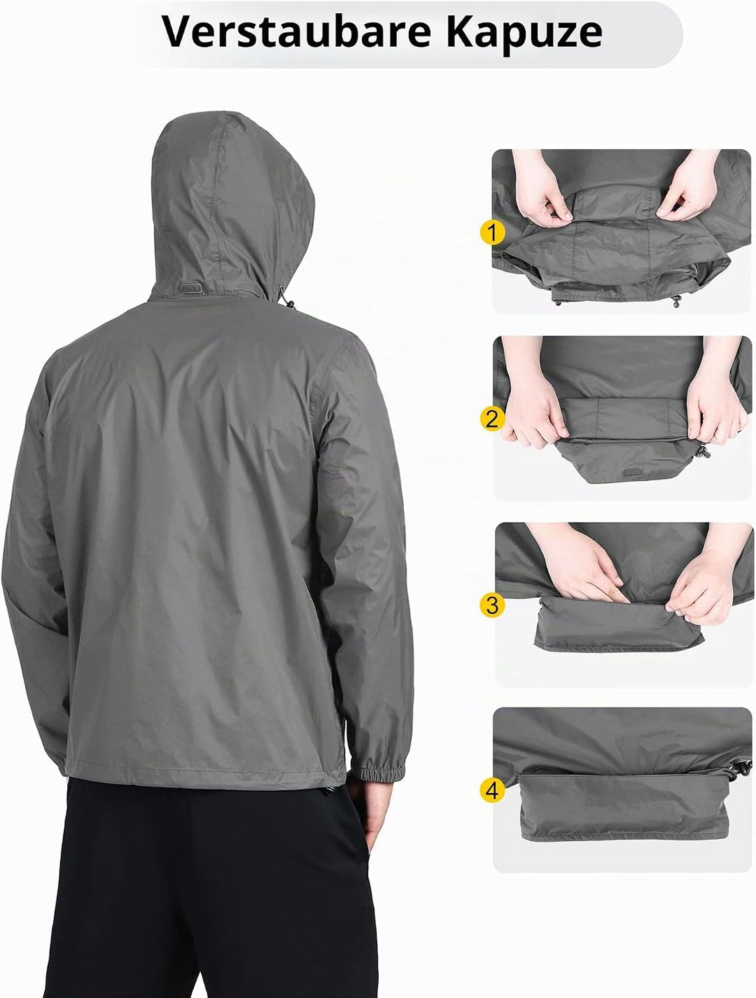 Outdoor Ventures Regenjacke Herren Wasserdicht Ultraleichte Dünne Faltbare Regenmantel Atmungsaktiv
