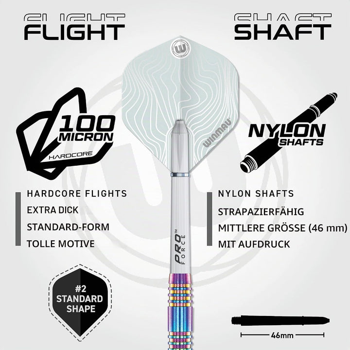 WINMAU Solaris Pro Specialist Dartpfeile-Set, Wolframstahl, mit Flights und Schäften (Stiele) 21 g u
