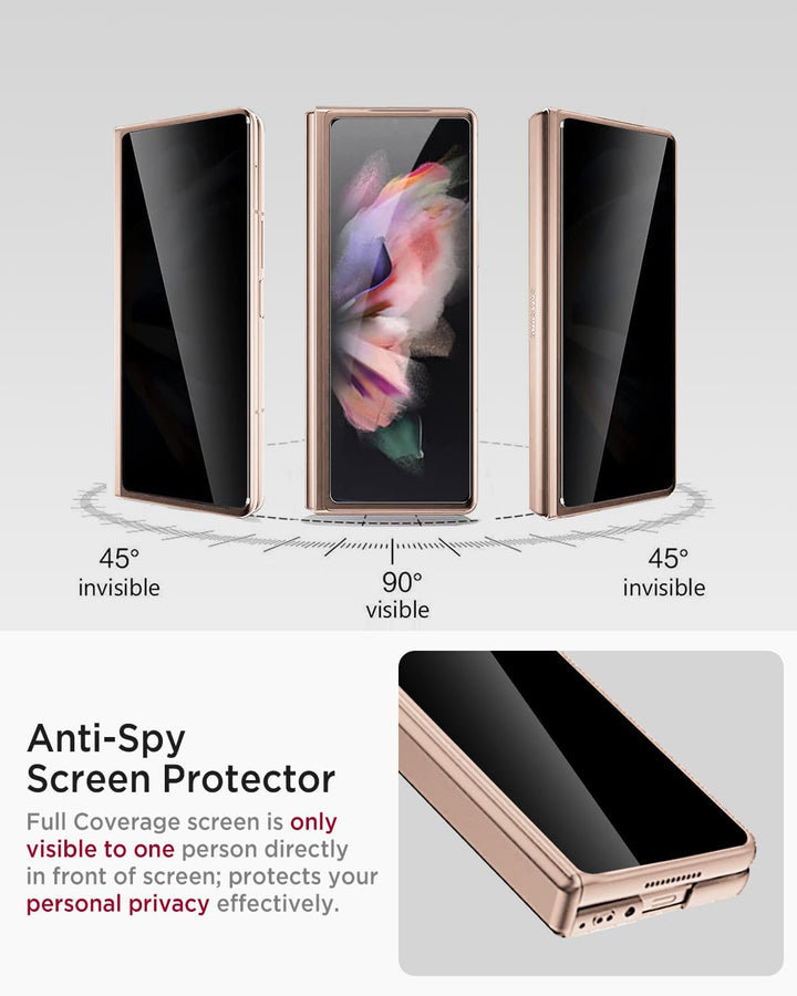 Miimall Kompatibel mit Samsung Galaxy Z Fold 3 Hülle mit Displayschutz Anti-Peeping+Magnetischer Sch