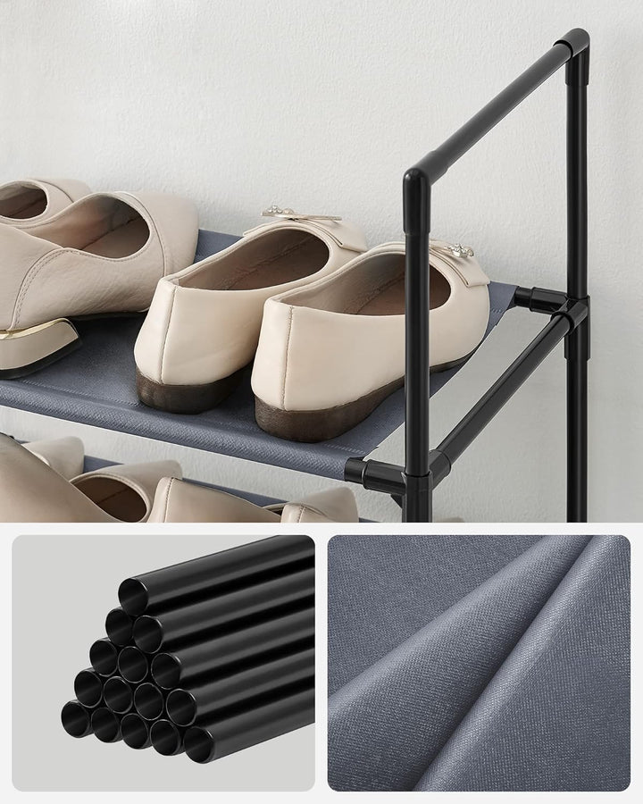 SONGMICS Schuhregal, 10 Ebenen, Schuhablage, Schuhaufbewahrung, schmal, 33 x 33 x 173 cm, Metallgest
