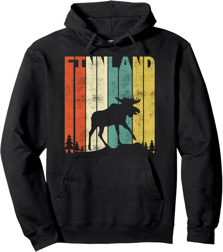 Vintage Finnland Retro Skandinavien Elch Geschenk Pullover Hoodie