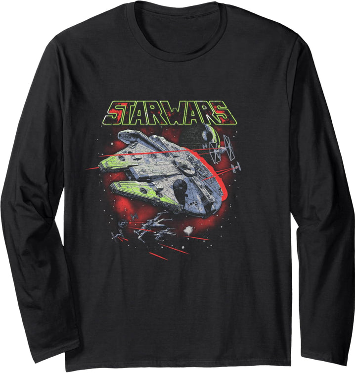 Star Wars Millennium Falcon Battle Scene Langarmshirt