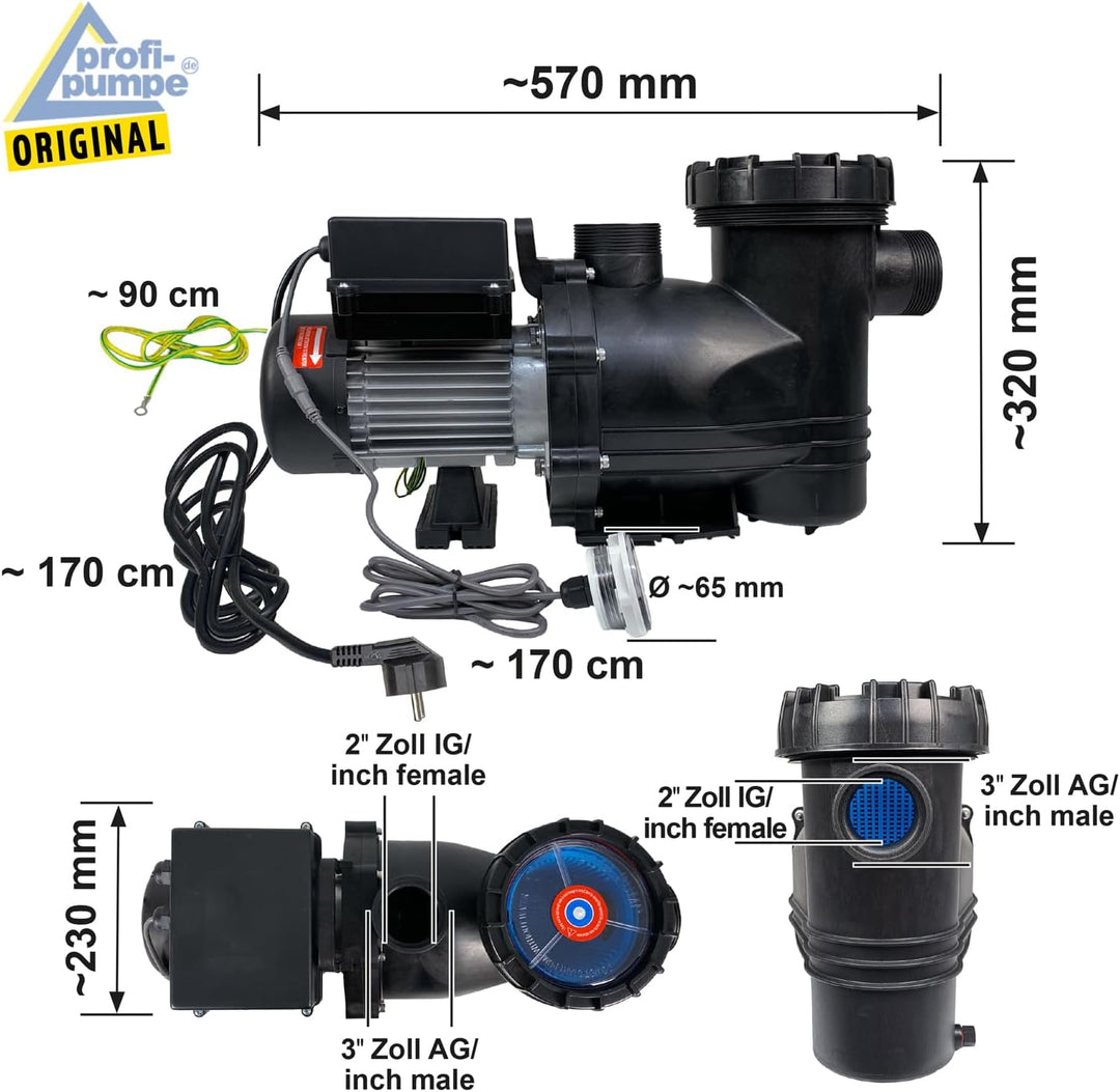 Schwimmbadpumpe 550W Inverter Poolpumpe - Filterpumpe Schwimmbad/Swimmingpool, energiesparsam zuverl