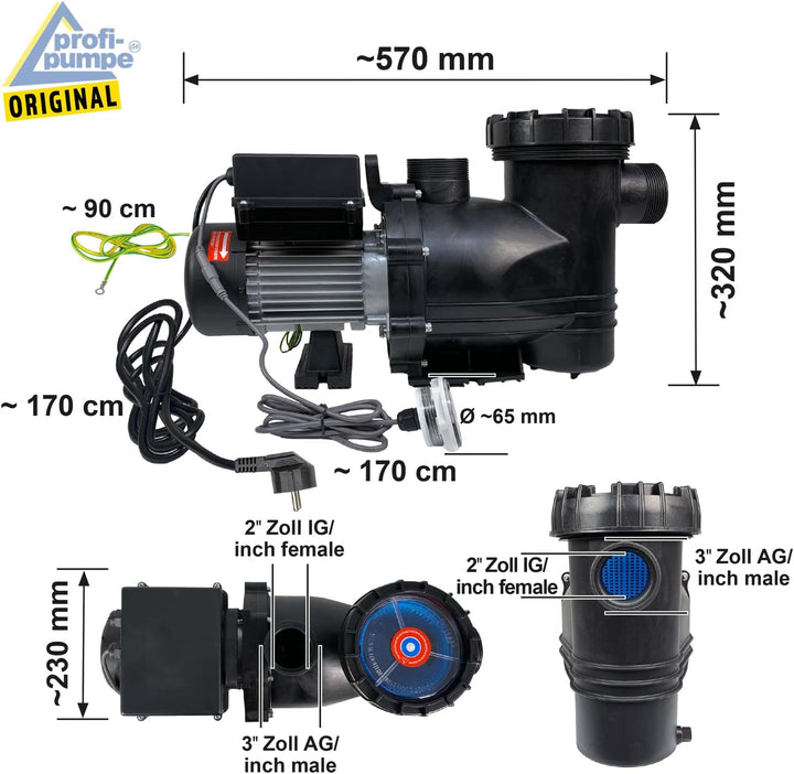 Schwimmbadpumpe 550W Inverter Poolpumpe - Filterpumpe Schwimmbad/Swimmingpool, energiesparsam zuverl
