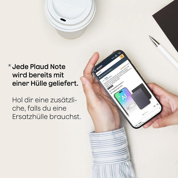 Plaud Note KI Digitales Diktiergerät mit Hülle - 64 GB Aufnahmegerät mit KI-Technologie zum Transkri