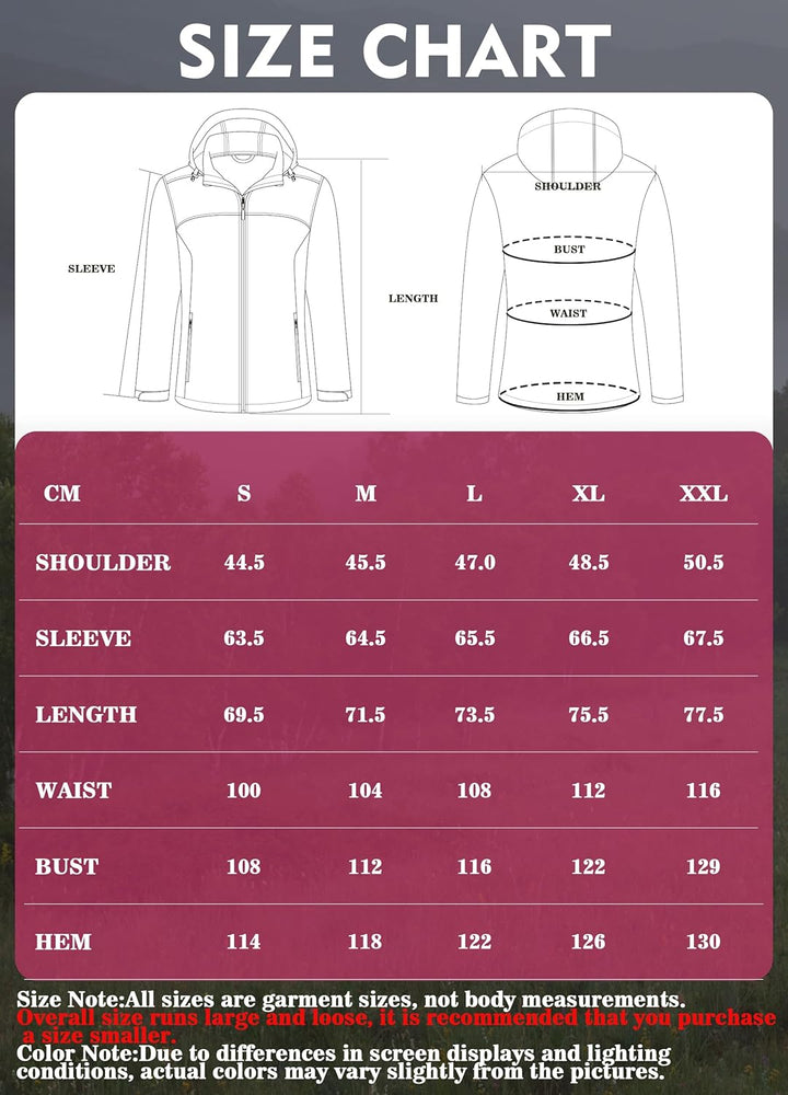 Damen Softshelljacke Wasserdichte Atmungsaktive Leichte Fleece Kapuze Übergangsjacke Laufen Wanderja