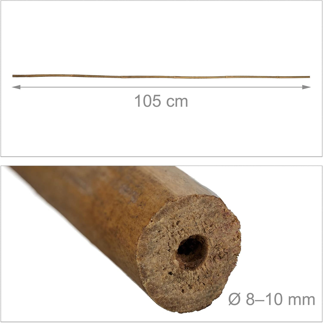Relaxdays Pflanzstäbe Bambus, 40er Set, 105 cm, Rankhilfe für Pflanzen, Deko, Bambusstäbe, Rankstäbe