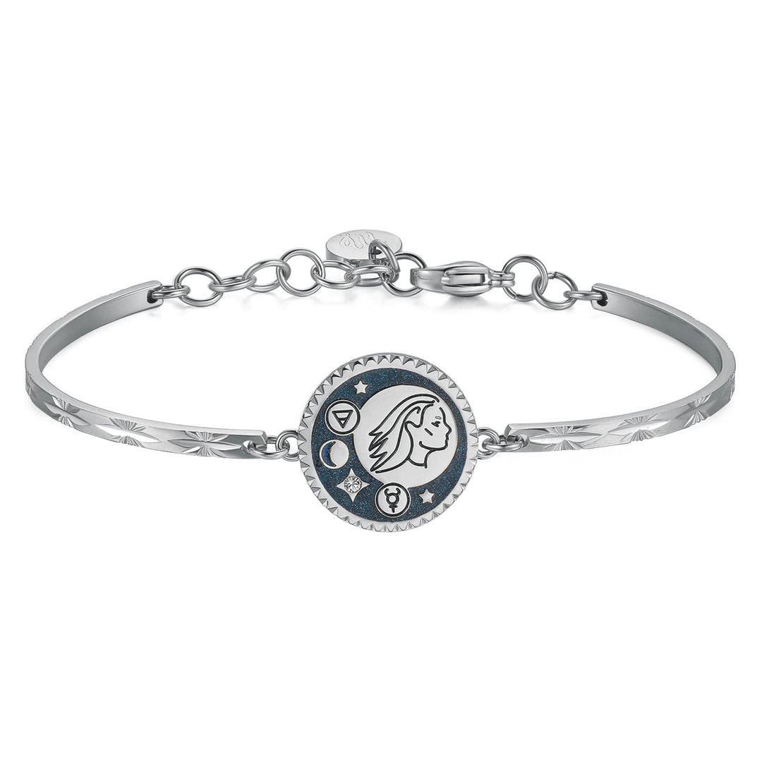 Brosway Halbstarres Chakra VERGINE Damenarmband aus Stahl und Blauer Emaille BHK372